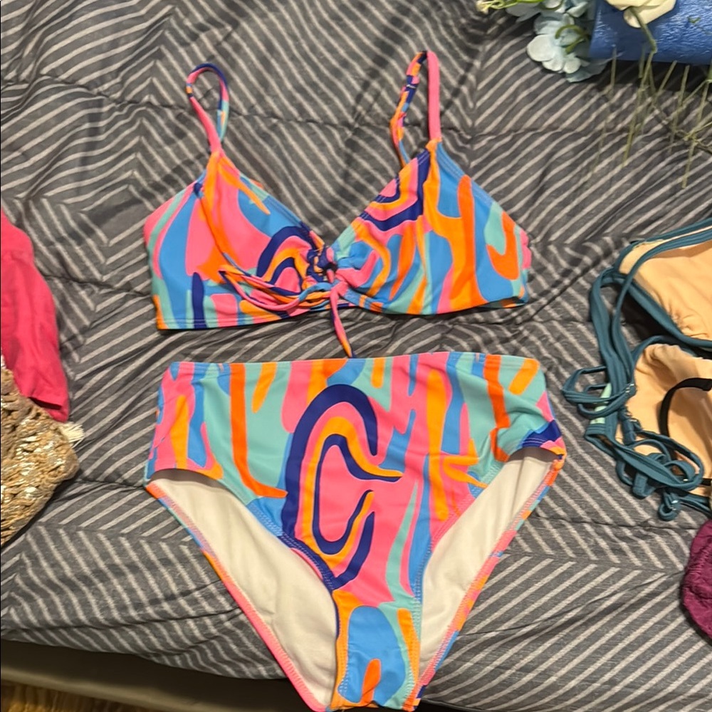 SHEIN Colorful Abstract Bikini Set